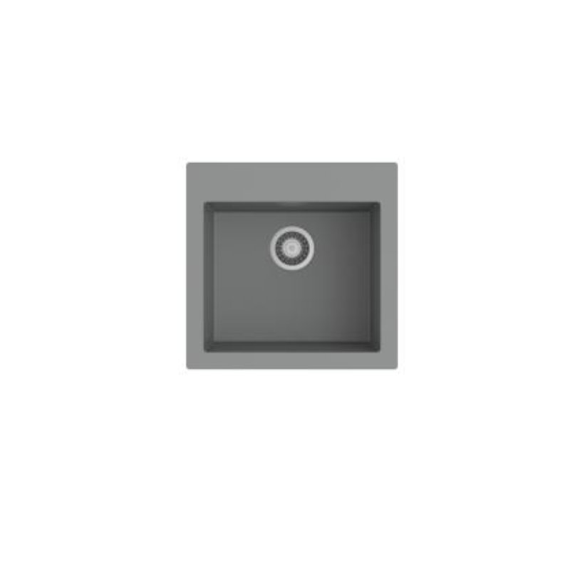Évier en granite avec crépine à fixation sur le dessus CrystaLux, Gris mat