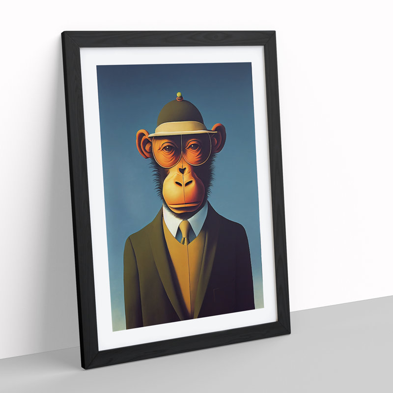 Mr Monkey - Framed Print, Black, 64cm H x 46cm W x 2cm D