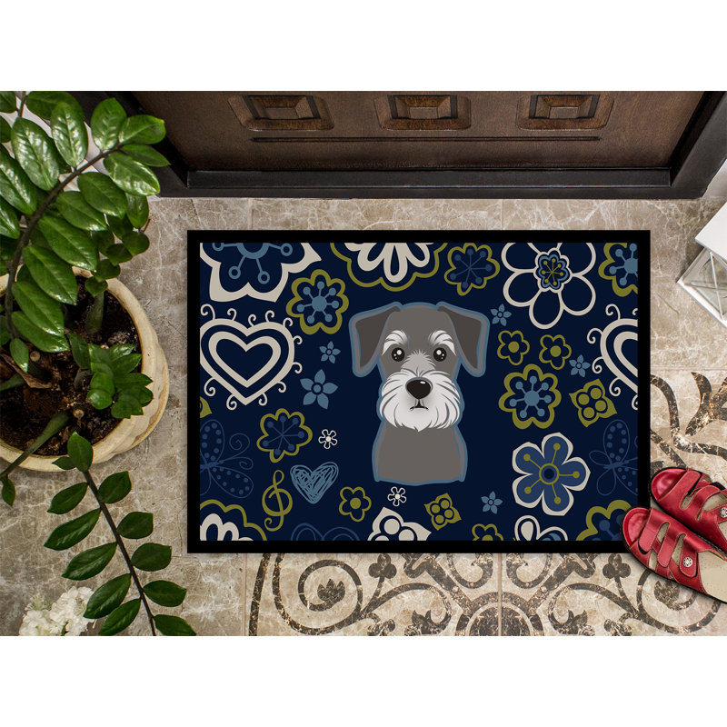 Tapis d'extérieur antidérapant Toluca, L 18 po x L 27 po, Schnauzer