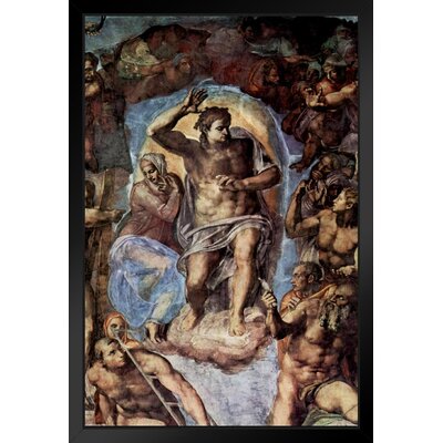Michelangelo The Last Judgment Closeup Fresco Sistine Chapel Vatican City Black Wood Framed Poster 14X20 -  Vault W Artwork, B2063A624F9441DFB591D035E2FE26D6