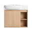 Meuble-lavabo mural 26 po avec lavabo en céramique blanche au fini chêne