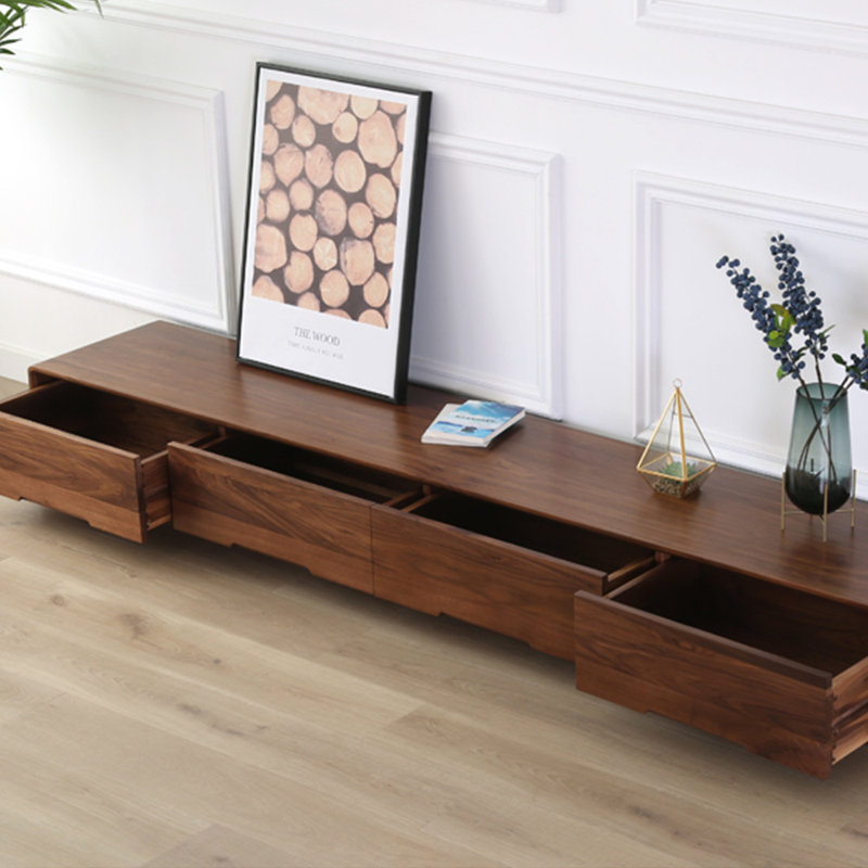 Meuble télé moderne et simple en bois massif, 70.87"