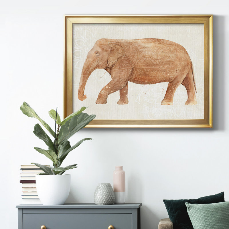 " Elephant Wisdom II ", 22.5" H x 30.5" W x 1" D, Gold Framed, No Mat