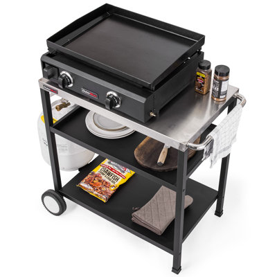 OuterMust Three-Shelf Grill Cart Outdoor Grill Table with Wheels Outdoor Prep Table & Bar for Storage