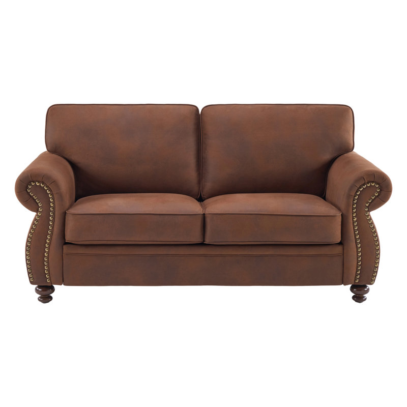 71.5'' Wide Fabric Loveseat Rolled Arm Sofa, Caramel