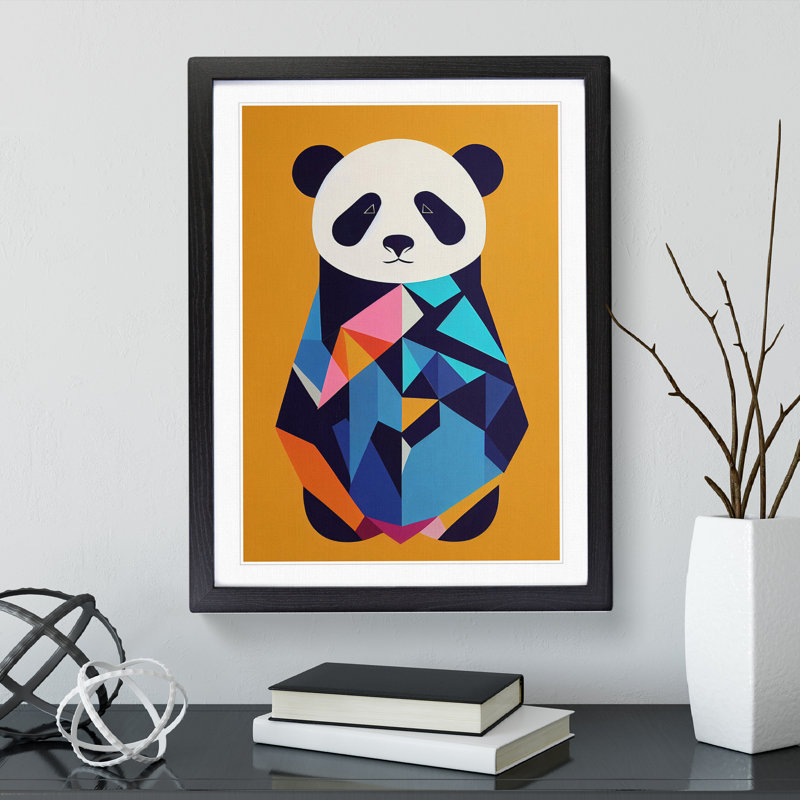 XV1022-3395X Panda Bear Abstract - Print, 66cm H x 48cm W, Black Framed, White
