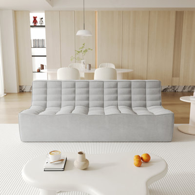 Classic Floor Sofa Low-Profile Waffle Sleepers 3-Seaters Light-Grey