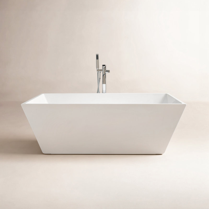 Baignoire autoportante en acrylique Chloe, Blanc / chrome poli