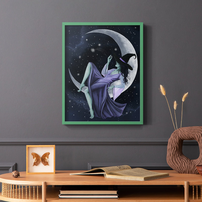 Star Sorceress I Framed Print - Solid Wood, Green, 10" H x 8" W
