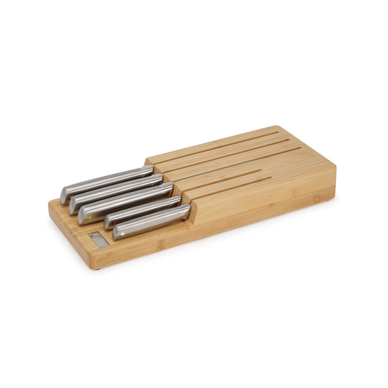 Joseph Joseph Joseph Joseph Elevate Steel 5-Piece Knife Set with In-Drawer Bamboo Storage Tray