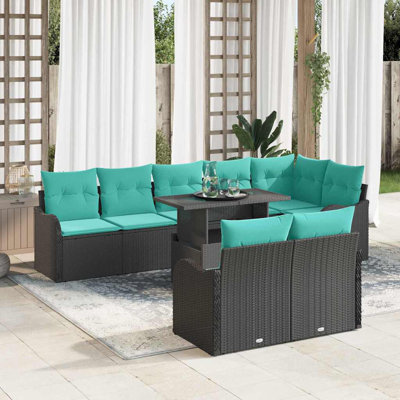  Ensemble de canapé de jardin manuel 9 pièces noir 100 x 55 x 73 cm poly rotin