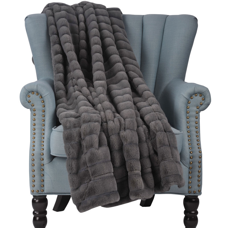 Jeté Super Mink, Gris anthracite, L 50 po x L 60 po