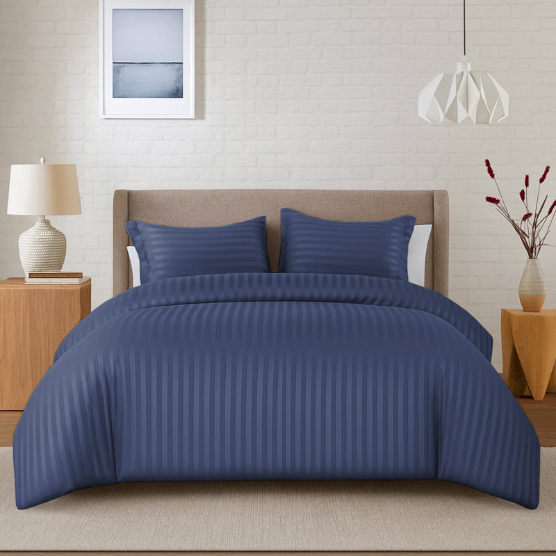 Aspire Homeware 3 Piece Hotel Quality Dyed Duvet Complete Set with Pillowcases for Premium Comfort, Washed Blue