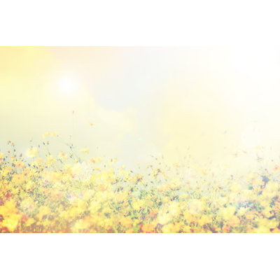 Retro Flowers Field by Enrouteksm - Wrapped Canvas Print