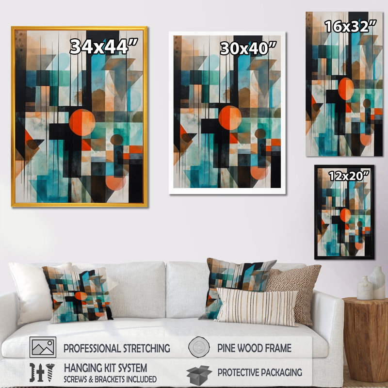 «Fidler Orange Abstracted Geometric Explorations I», reproduction d'art sur toile, H 32 po x l 16 po x P 1 po