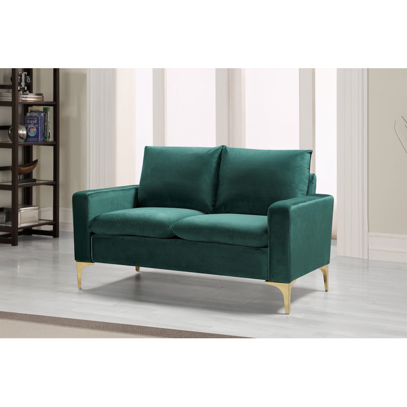 54.72'' Velvet Loveseat, Green