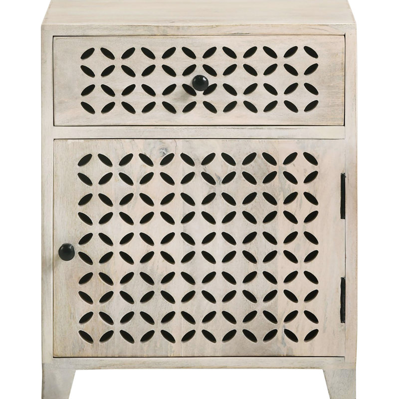 Armoire décorative en bois massif blanchi avec tiroir pour l'organisation de l'espace de vie