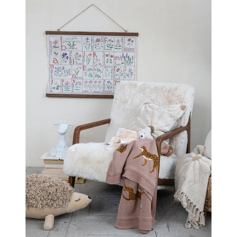 Jouet hérisson touffeté en coton et en velours avec broderie, brun