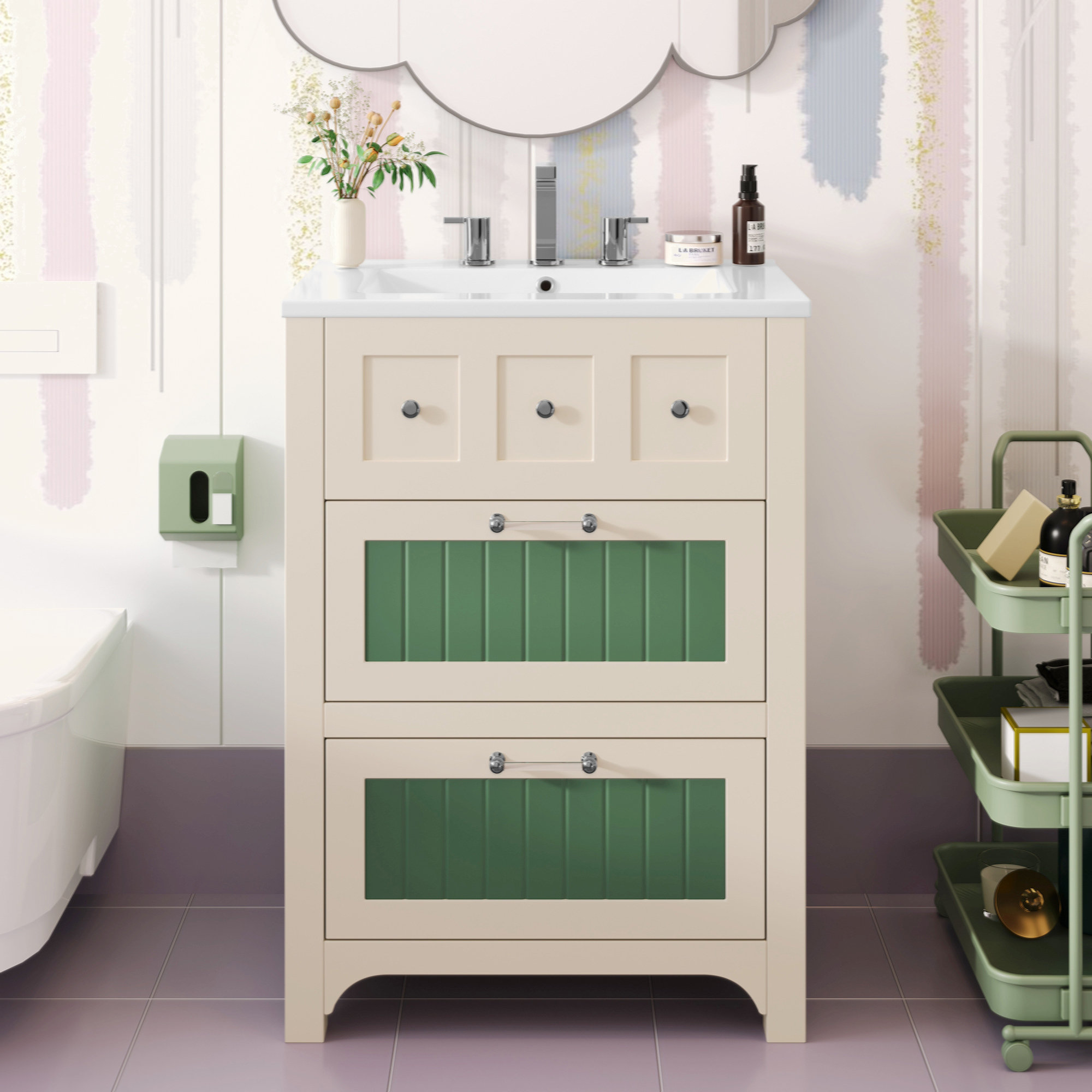 Winston Porter 24 Inch Bathroom Vanity With Ceramic Sink, Bathroom ...