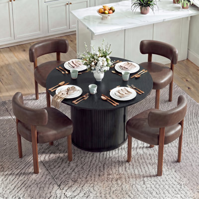 Modern Extendable Dining Table Set For 4-6 People With Hidden Storage
