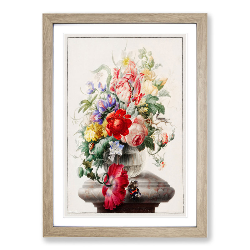 Vase of Flowers by Herman Henstenburgh - Picture Frame Painting, 48cm H x 36cm W x 2cm D, Oak Framed