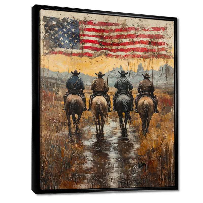«Dowl», drapeau des États-Unis, Cowboy, «Mapping The Uncharted West», H 20 po x l 12 po, Noir