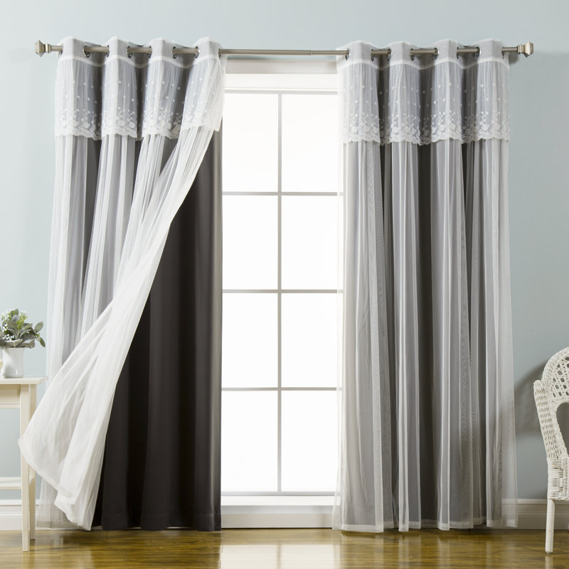 Crenshaw Solid Room Darkening Thermal Grommet Curtain Panels, Black, 52''W X 84''H
