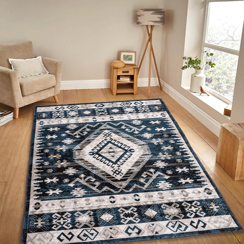 Area Rug 5X7 Vintage Bohemia Large Persian Non-Slip Washable Rug For Living Room Kitchen Bedroom Living Room Geometry