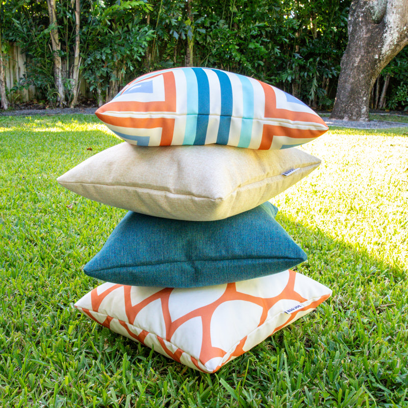 Housse et insert de coussin décoratif en polyester, Orange / beige