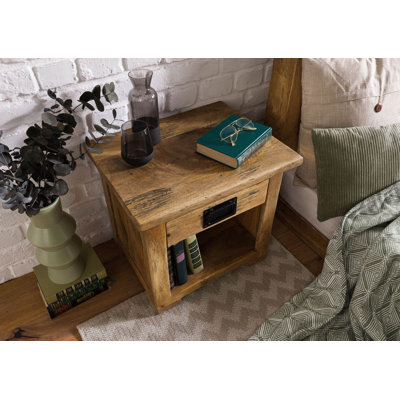 Railway 50cm W Solid Wood Bedside Table