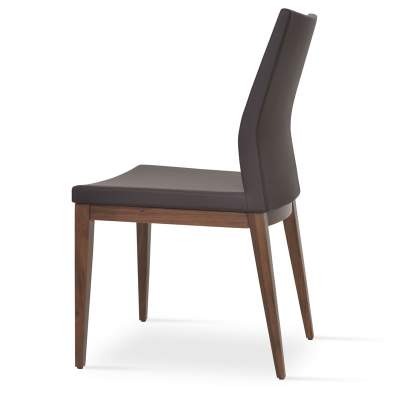 Pasha Wood Dining Chair, Walnut, Gray Leatherette