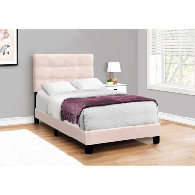 Lit simple pour adolescent, lit en velours rose, mobilier de style moderne