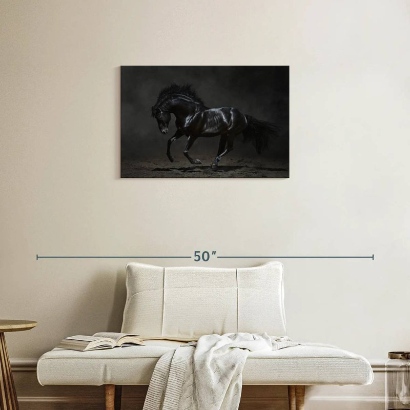 Cheval noir brillant Brampt, H 20 po x l 30 po