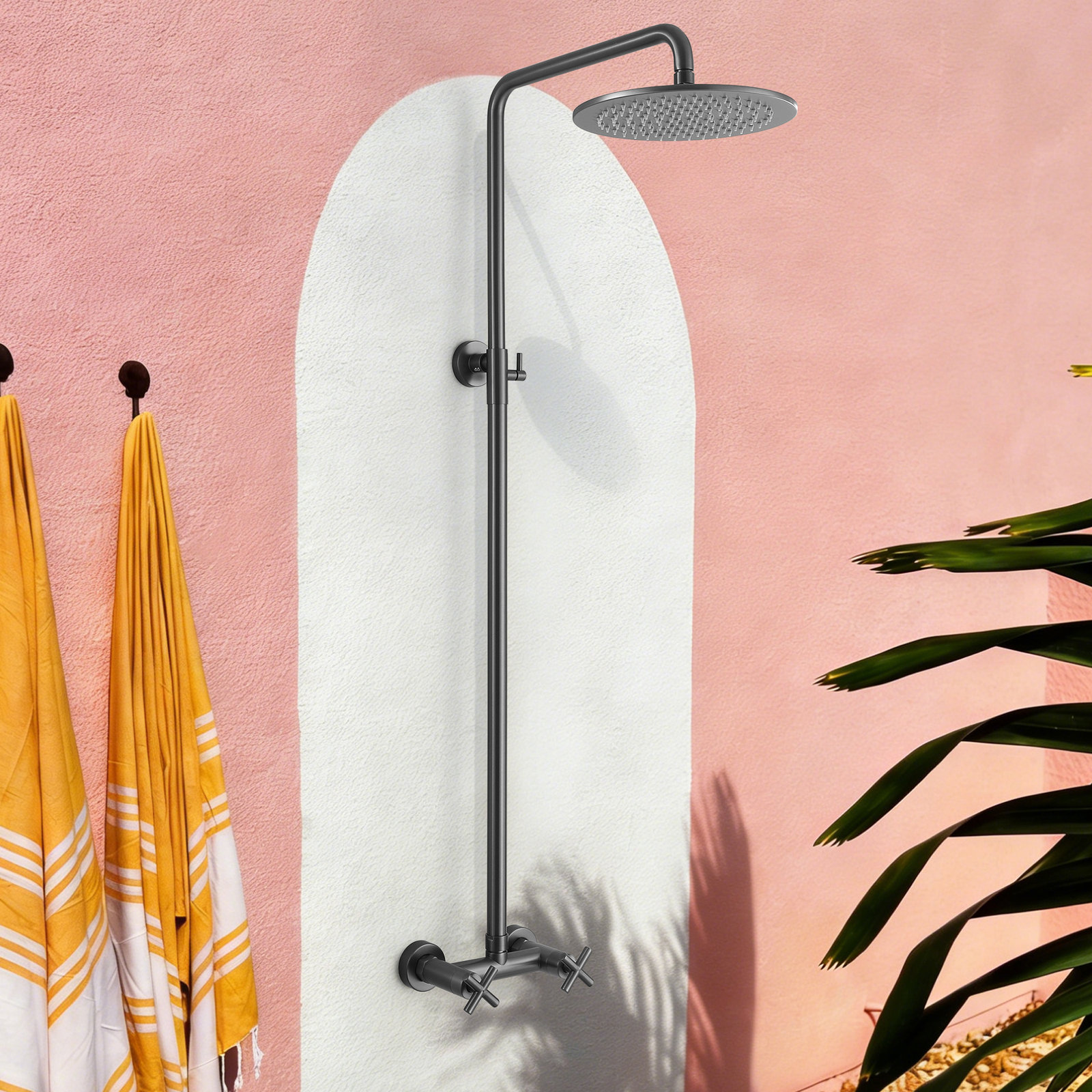 Wall Mount Outdoor Shower, Gun Gray