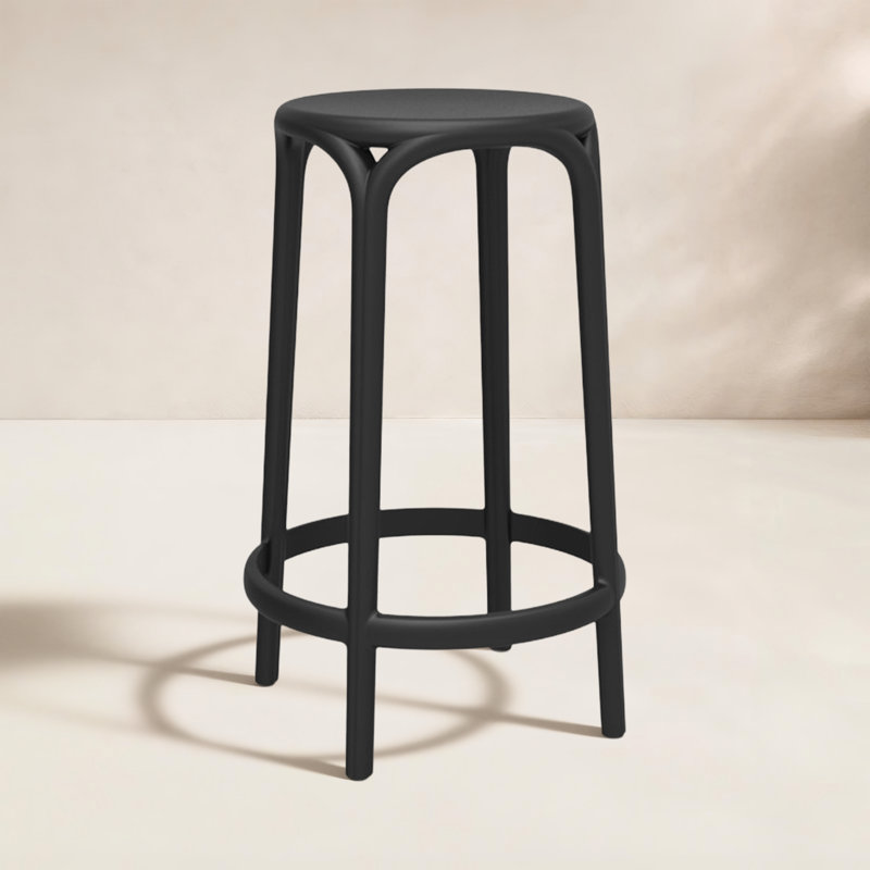Tabouret de bar Brooklyn (intérieur / extérieur), Noir, Tabouret de comptoir (siège d'une hauteur de 25,7
