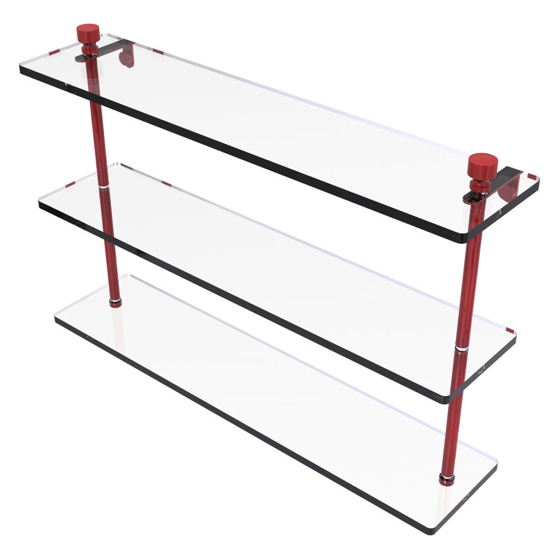 Ballenas 3 Piece Tiered Shelf, Fire Engine Red, 15" H x 22" W x 5" D