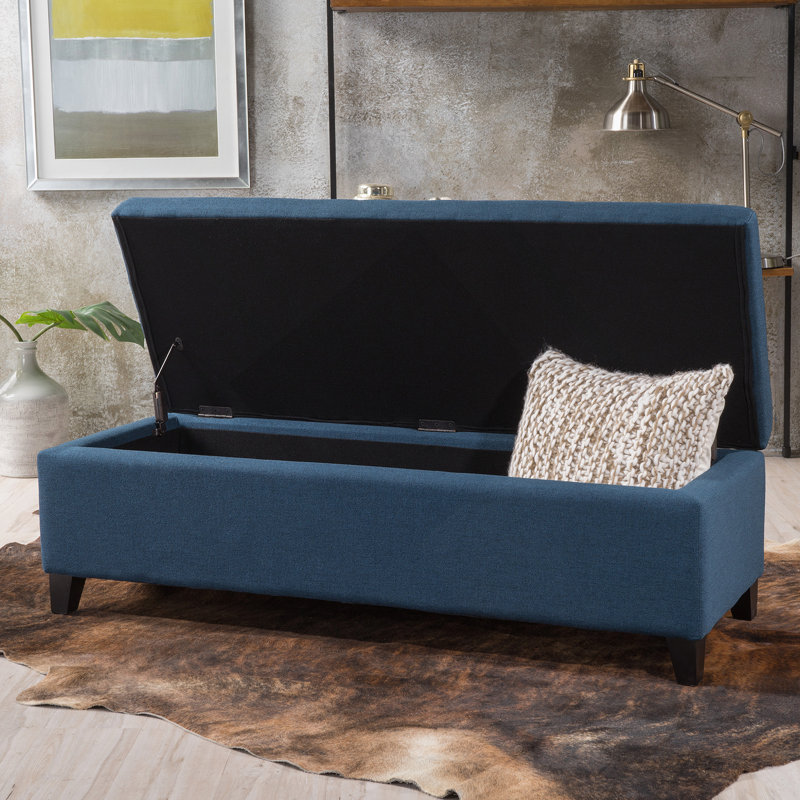 Repose-pieds avec rangement, banc pour chambre ou entrée, Marine
