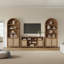 Meuble télé moderne en rotin de 63 po de largeur avec armoire de rangement et tablettes réglables, meuble audio-vidéo pour salon, chambre à coucher-1600740273