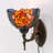Tiffany Wall Sconce Lamp Plug In or Hardwire Wall Light with 8 Inch Red Rose Stained Glass Flower Lampshade 8X10.5X11 Inch, Base Finished Antique Bronze, 6ft Cord with On/Off Switch, Bulb Not Included
