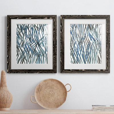 Blue Grass I - ensemble de 2 reproductions d'art sur papier encadré