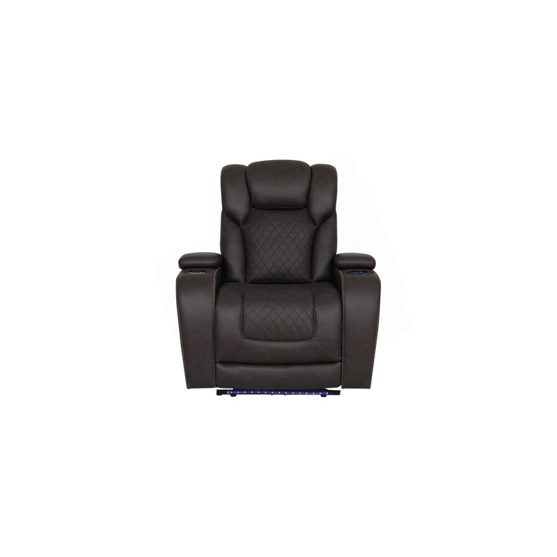 Fauteuil inclinable électrique en microfibre Wendell gris foncé avec rangement, USB et DEL