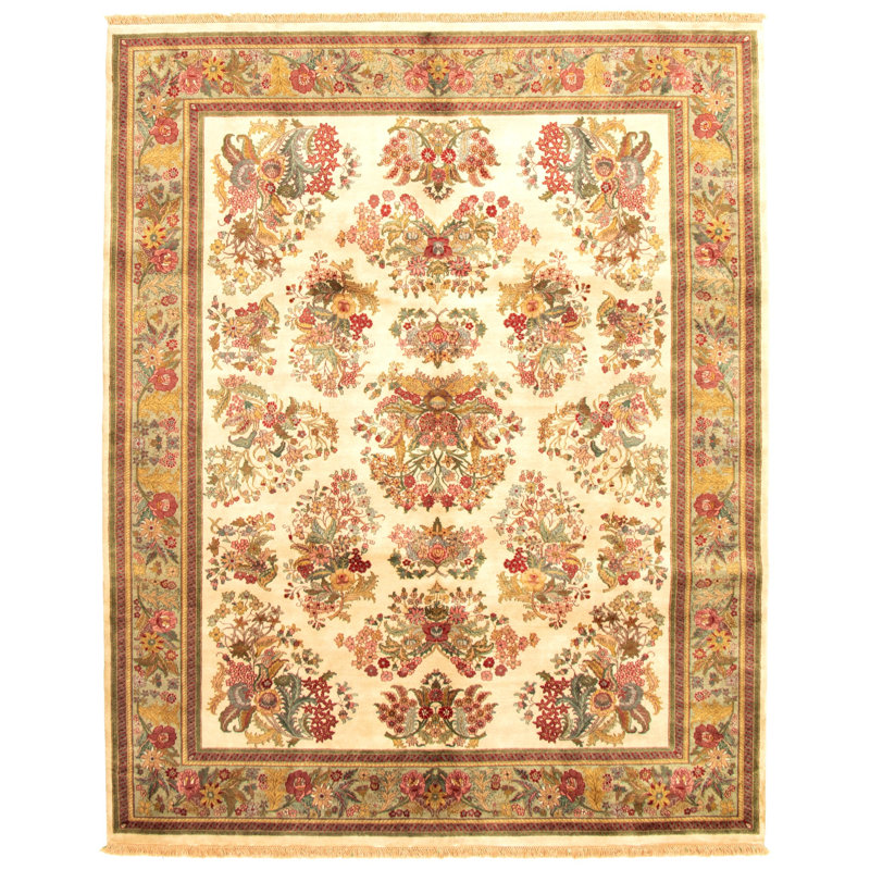 Tapis ivoire/brun en laine noué à la main Gorney