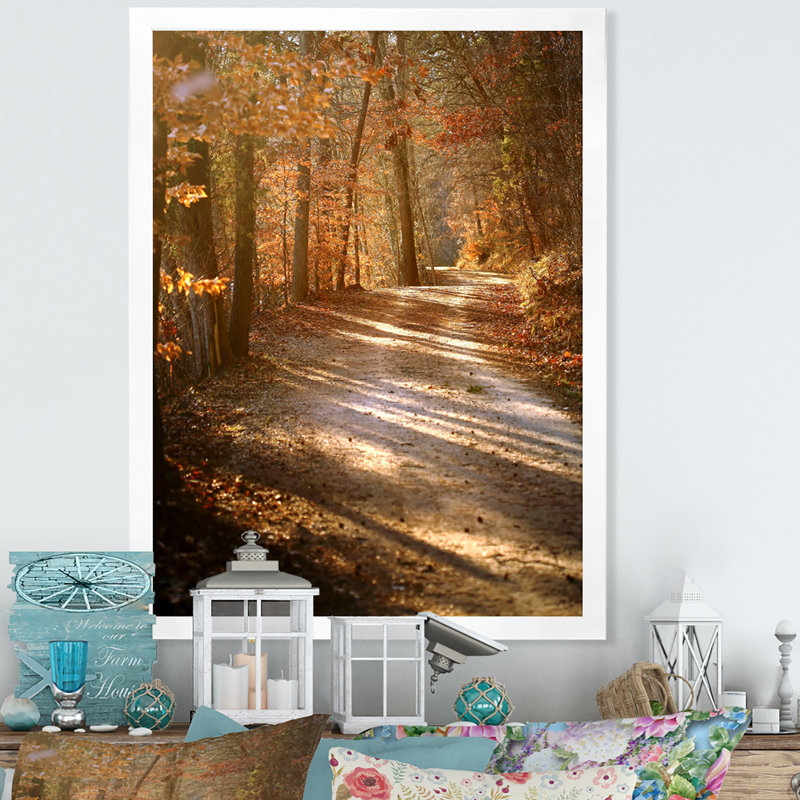«Colorful Fall Leaves II», art mural traditionnel sur toile, H 20 po x l 12 po x P 1 po, Cadre photo blanc