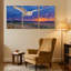 Oiseaux hiboux en vol au coucher du soleil, ensemble de 3 impressions sur toile-1127773176