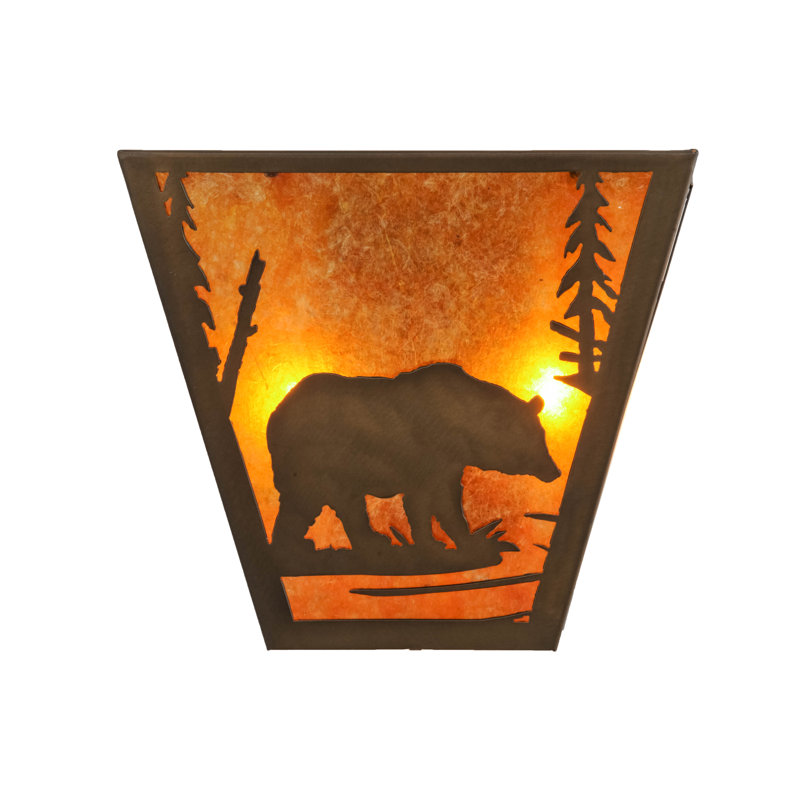 Rustic Lodge Flush Mounted Sconce, Antique Copper
