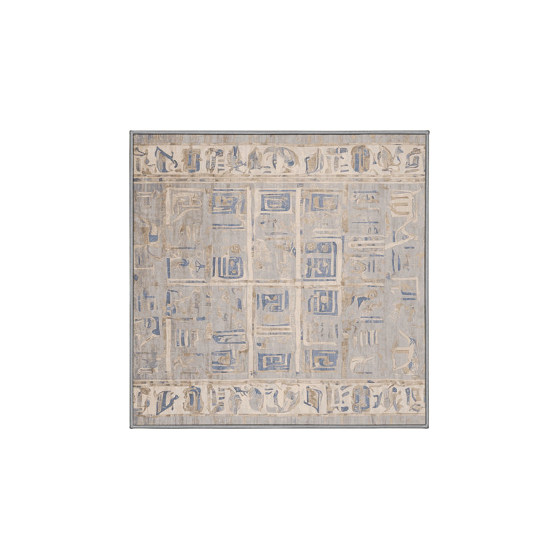 Machine Washable Gray Area Rug, Square 8'