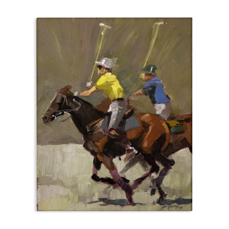 Art mural sur toile "Joueurs de polo" par Jeri Ireland, H 20 po x l 16 po