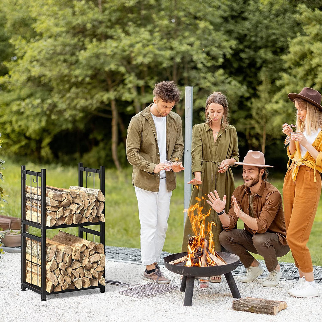 Ebern Designs Kyhia 17.3'' W Metal Log Rack & Reviews | Wayfair