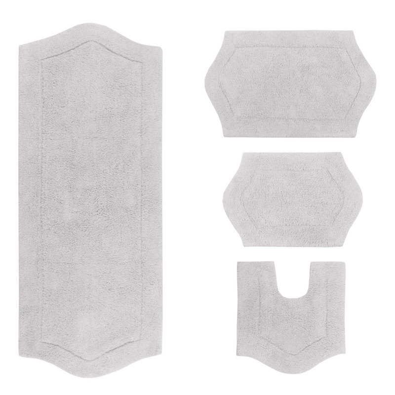 Morissette 4 Piece Bath Rug Set, Light Gray