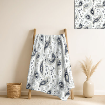 Grey Vintage Paisley Dreams – Rustic Plush Blanket, Farmhouse Fleece Throw